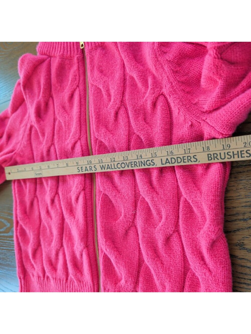 Talbots Women M Pink Cable Knit Full Zip Sweater Cardigan Zip Up Preppy Luxe Cor - Picture 11 of 16